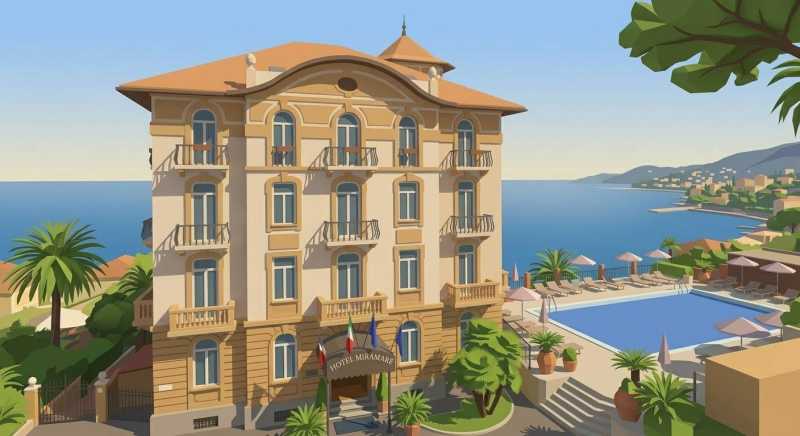 Prestigefyldt hotel på første række i Forte dei Marmi til salg